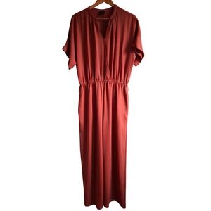 Rust Orange Palazzo Jumpsuit Worthington Large Earthy Chic Thanksgiving Outfit